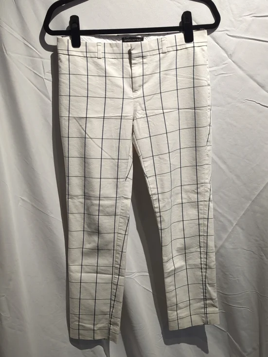 Banana Republic White Windowpane Chinos with Navy Grid