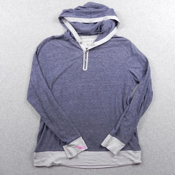Banana Republic Hoodie Shirt Mens XL Vintage T Henley Casual Blue Long Sleeve