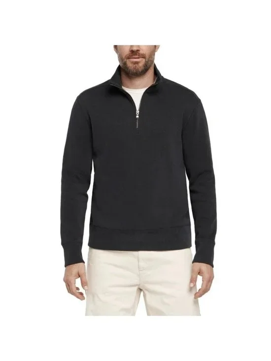 Banana Republic Men's S Black Half-Zip Pullover Sweatshirt Cotton Blend d1797