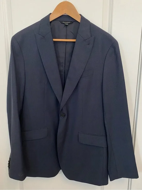 Banana Republic Men's Suit- Marzotto Super 110 Navy Birdseye 40R, 32x32