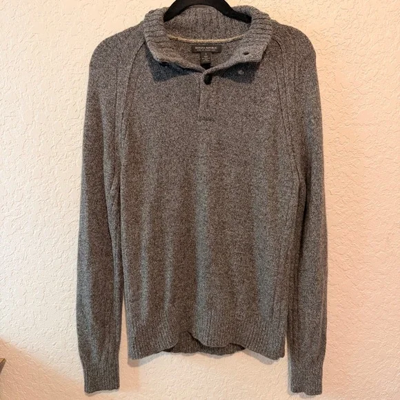Banana Republic Italian Yarn Mock Neck Sweater Small Gray Old Money Preppy
