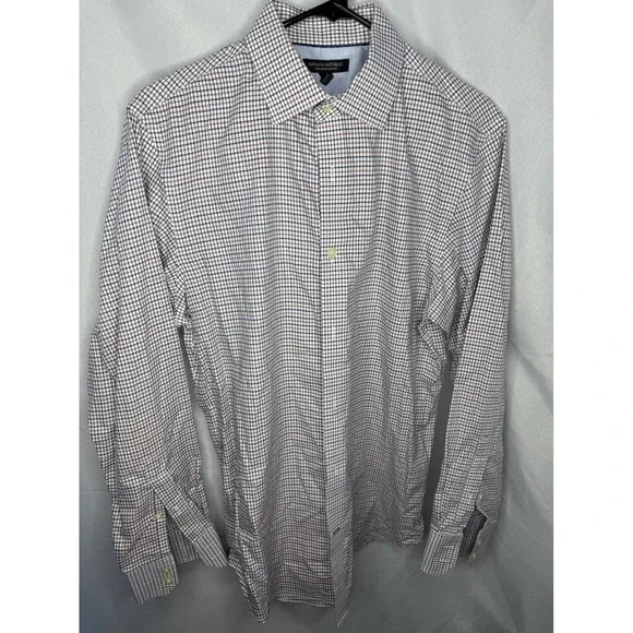 Banana Republic Mens Non-Iron Slim Fit Tattersall Check Button Down Shirt Blue M