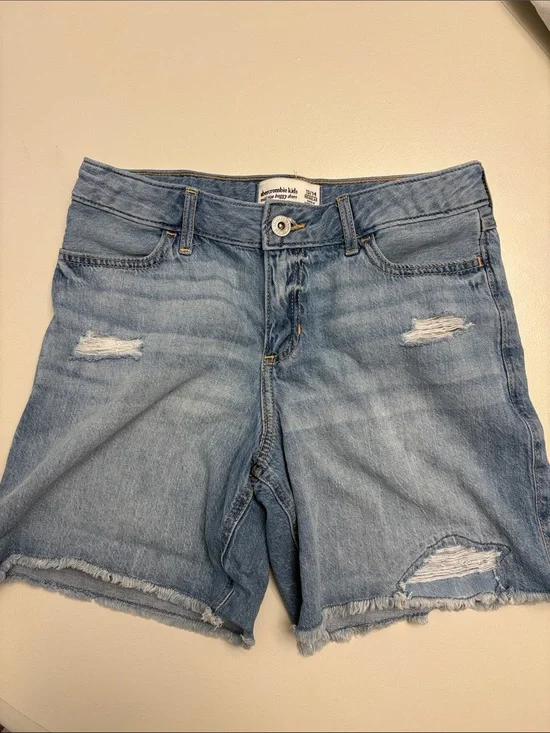 Abercrombie & Fitch Light Blue Distressed Jean Shorts