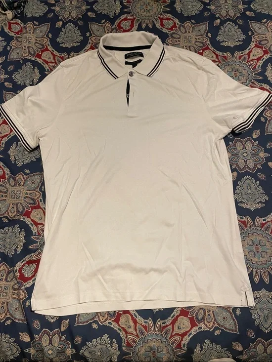 Banana Republic White Polo with Black Contrast Trim