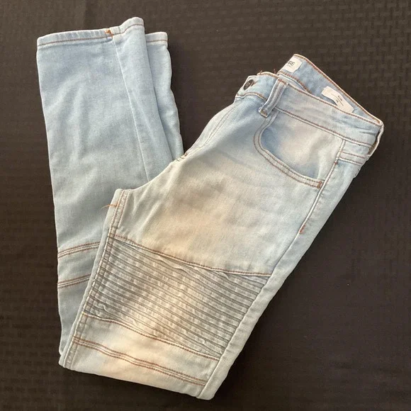 Ring Of Fire Jeans Boys 16 Slim Light Wash Blue Moto Biker‎ Skinny Stretch Denim