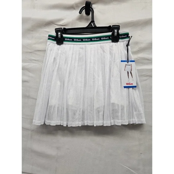 Wilson Girls Mesh Pleated Tennis Skort White Polyester Blend Athletic Size Large