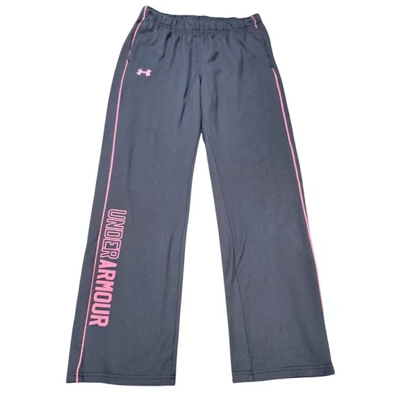 Under Armour ColdGear Loose Fit Athletic Pants Girl's‎ Youth Large Gray Pink