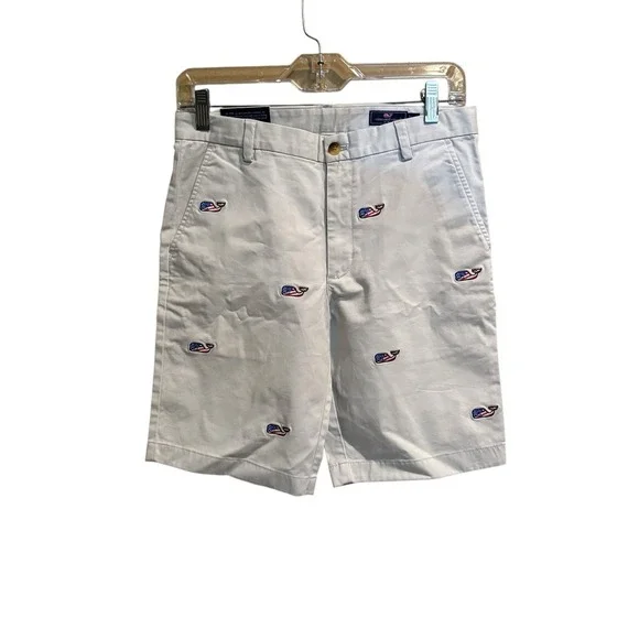 Vineyard Vines Breaker Shorts Boys Youth Size 14‎ Flag Whale Patriotic Stone NWT