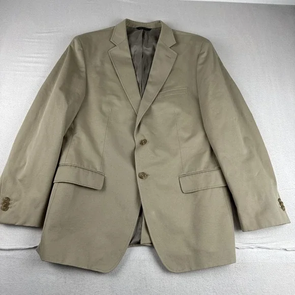 Banana Republic Tessuti Sondrio Fabric Mens Tan Blazer 42R Cotton preppy office