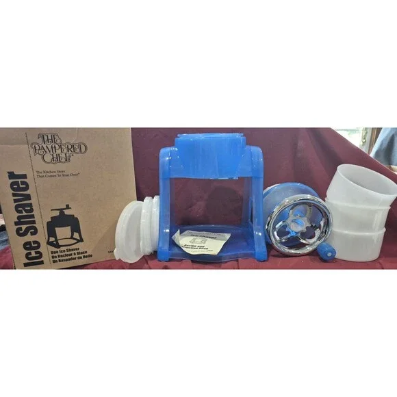 Pampered Chef Ice Shaver Manual Shaved Ice Maker Blue Model 2945 Box Never Used