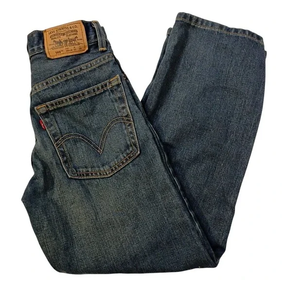 Levi's 569‎ Blue Jeans Boys 10 Slim 23 (22) x 25 Loose Straight Red Tab Cotton