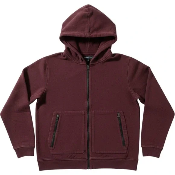 Banana Republic Zip Up Hoodie Mens Large Burgundy Utility Pockets luxury