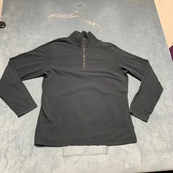 Banana Republic 1/4 Zip Pullover Mens XL Black Cotton Stretch Casual Long Sleeve