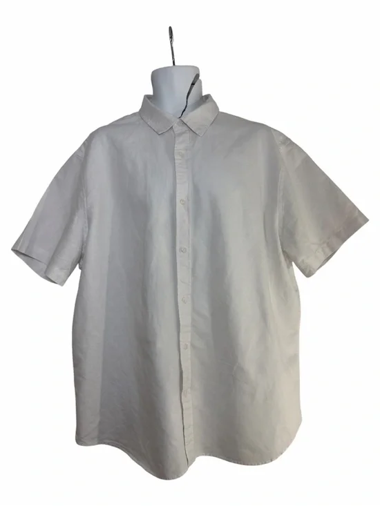 Banana Republic White Short-Sleeve Button-Down Shirt XXL Linen Blend