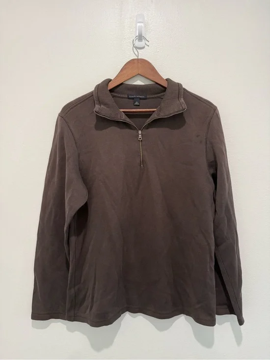 Banana Republic Men's Brown Quarter-Zip Pullover Sweater