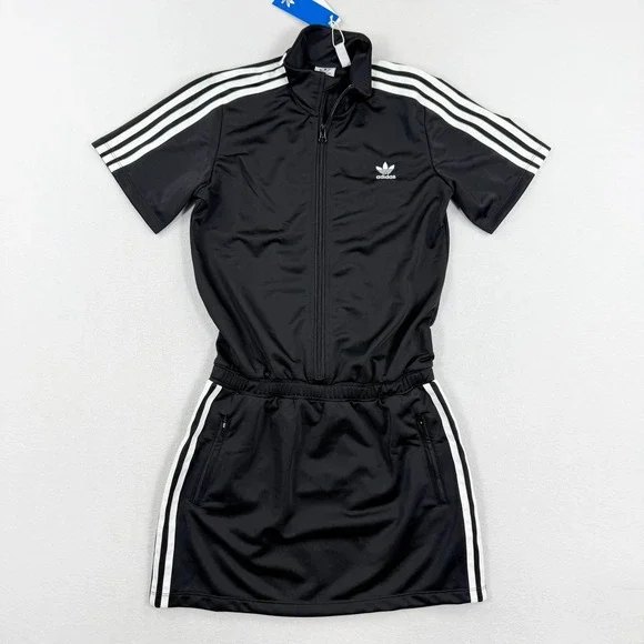 Adidas‎ Kids Firebird Dress Skirt Romper Size M Black White 3-Stripe JD3535
