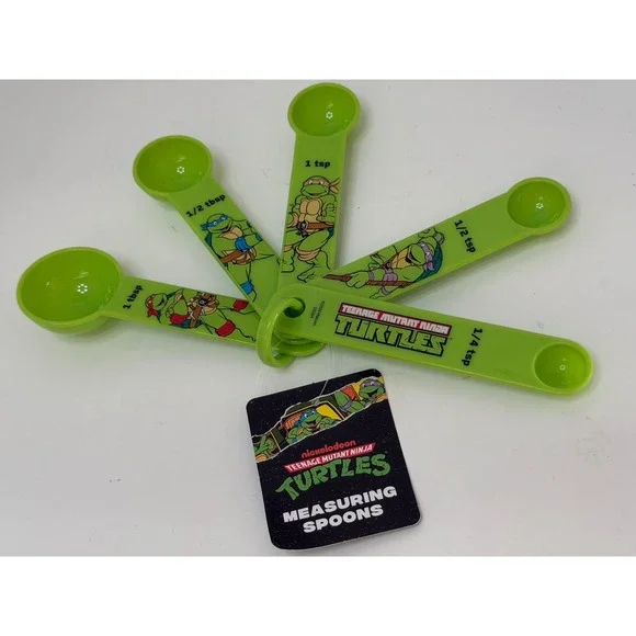 Nickelodeon Teenage Mutant Ninja Turtles Measuring Spoons 5pc Set Green TMNT New