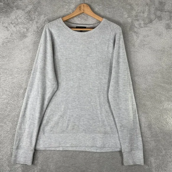 Banana Republic Waffle Knit Thermal Mens Large Gray Raglan Crewneck Sweater