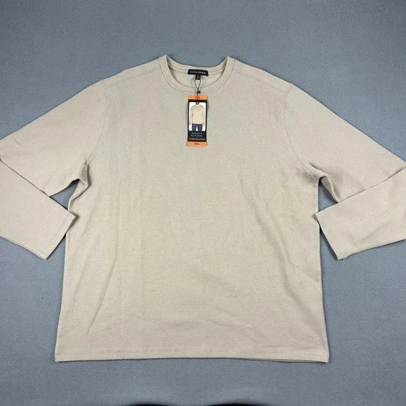 Banana Republic Sweatshirt Mens 2XL Beige Textured Double Knit Crewneck Long NWT