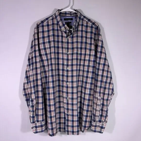 Banana Republic Camden Fit 100% Cotton Plaid Button-Down Shirt Size XL 0896
