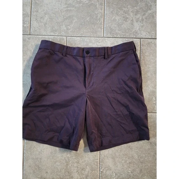 Banana Republic Luxe City Shorts Mens 35 Purple Flat Front Stretch Drawstring