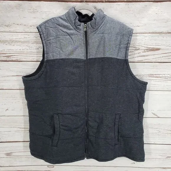 Banana Republic Men's Black Gray Cotton Full Zip Vest Size XXL