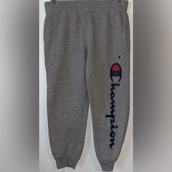 Champion Grey Logo Sweatpants Kids Size S