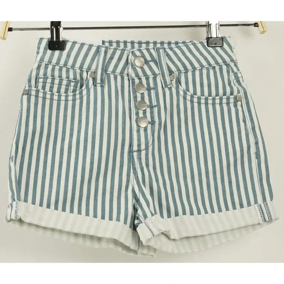 New Joes‎ Jeans The Claire High Rise Short Girls Sz 10 Skyline White Teal Stripe