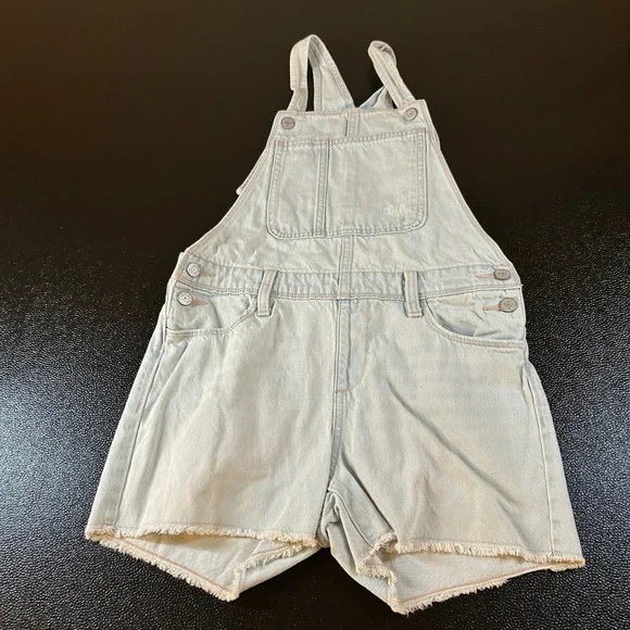 Old Navy Denim Overalls Frayed Hem Adjustable Straps Light‎ Wash Kids XL (14-16)