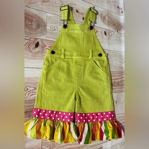 Bizi Bodi Lime Green Kids Overalls Size 2T‎ Quirky Cute| Whimsical Kid wear