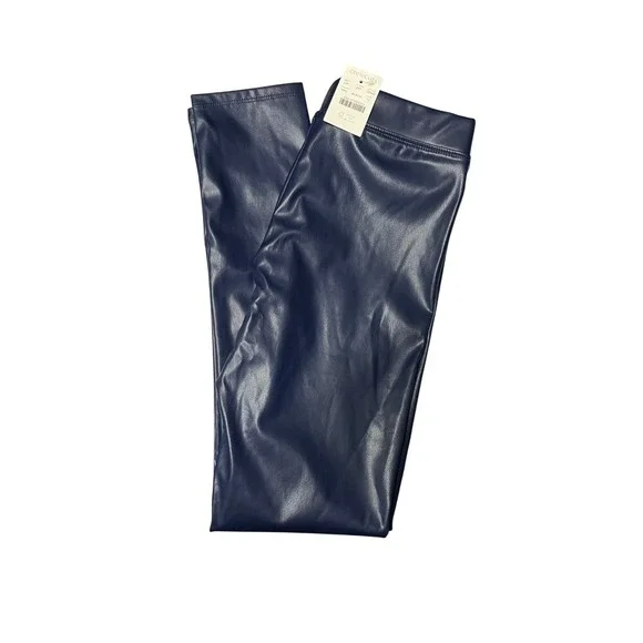 Crewcuts Kids Navy Blue Faux Leather Leggings Pants Size 12 NWT Vegan Chic Edgy‎
