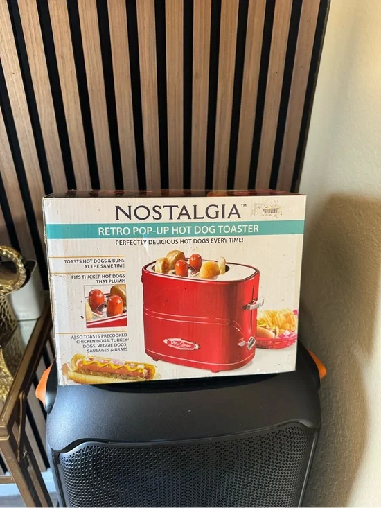 Nostalgia Retro Pop-Up Hot Dog Toaster - Red with White Accents