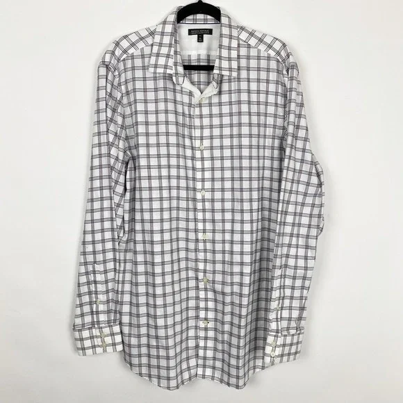 Banana Republic Non-Iron Tailored Slim Fit Plaid Button Down Shirt Mens XLT Tall
