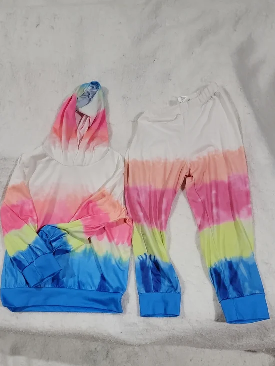 Kids Tie-Dye Hoodie & Jogger Set - Pink, Blue, Lime
