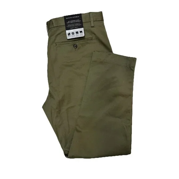 NWT Banana Republic Rapid Movement‎ Chino 35x30 Mason Athletic Tapered Olive