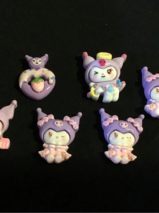 Kawaii Purple Character mini magnet set - Cute Pastel Embellishments