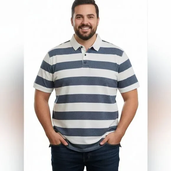 Banana Republic Men's White Striped Polo Shirt Size XL GUC 🐈