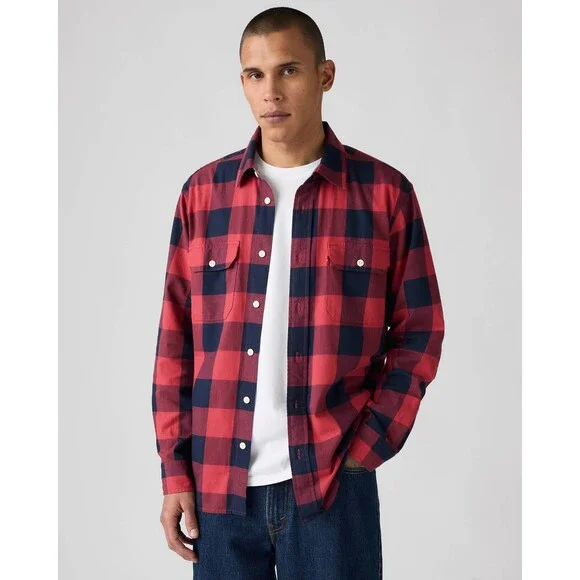 Levi's Classic Worker Overshirt Men's 2XL Red Cotton Twill Button Up JAX1860