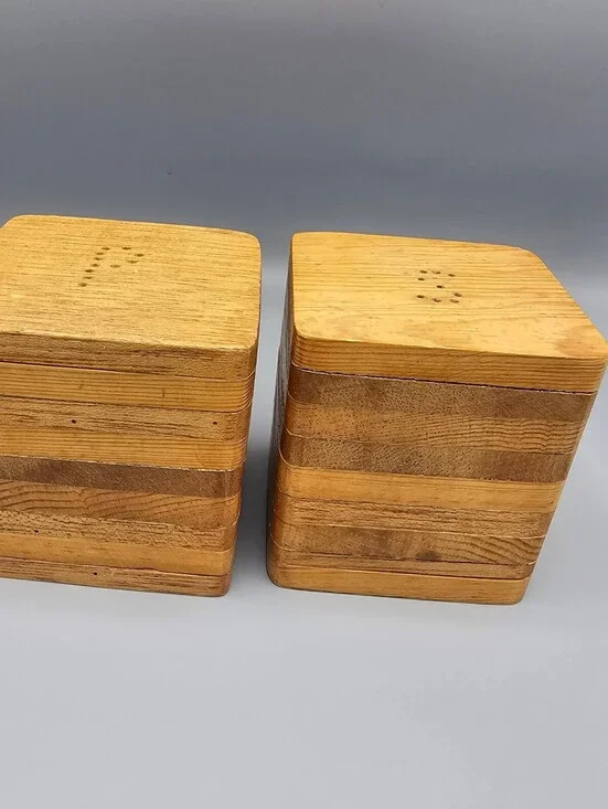 Vintage Wooden Salt and Pepper Shakers Set