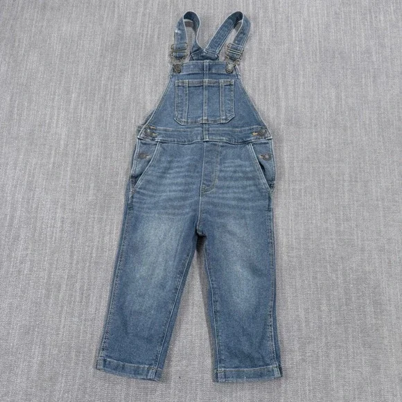 Little Co by Lauren Conrad Kids Blue Denim Overalls Medium Wash 4T‎ Adjustable