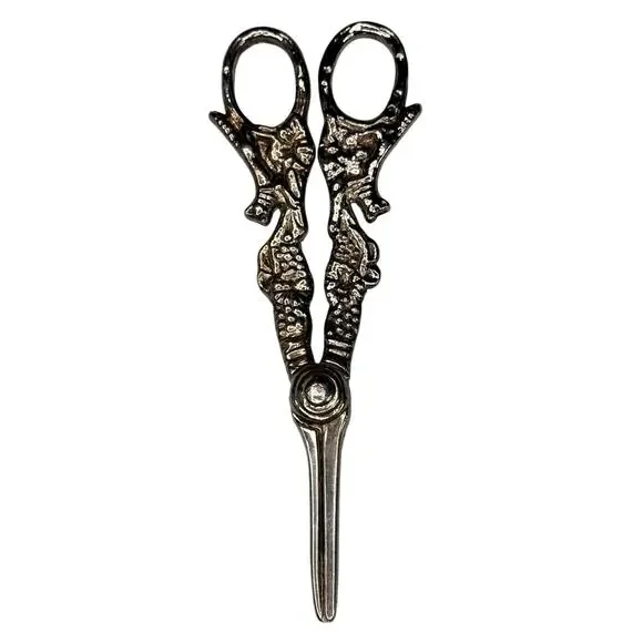 Vintage Silver Plated Ornate Scissors Fox & Grapes French Country Cottage 6