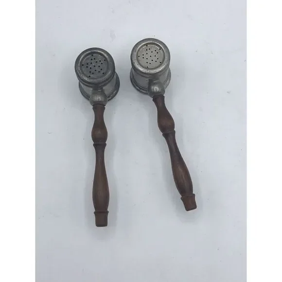 Silver metal‎ with Wooden Handles Gavel Salt & Pepper Shakers