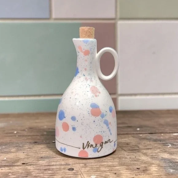 Anthropologie Stoneware Vinegar Jar, Blue Pink Pastel, Replacement Kitchen Decor