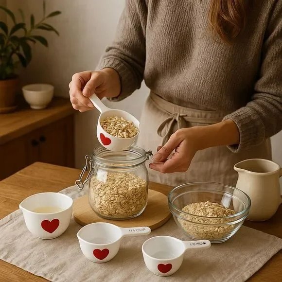 Williams Sonoma Ceramic Heart Measuring Cups Set of 4
