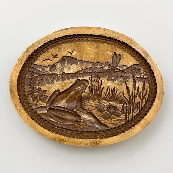 Summer‎ Frog and Dragonfly Springerle Cookie Mold Oval Hand Made in Switzerland