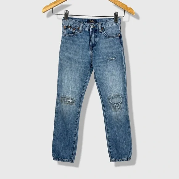 Polo Ralph Lauren Sullivan Slim Jeans Kids Size 6 Blue Distressed Denim
