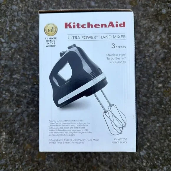 KitchenAid Ultra Power 3 Speed Hand Mixer ~ Onyx Black ~  KHM312OB