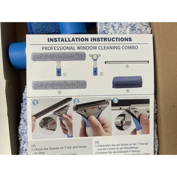 Professional Window Cleaning Combo Squeegee & Microfiber Window‎ Scrubber, 10