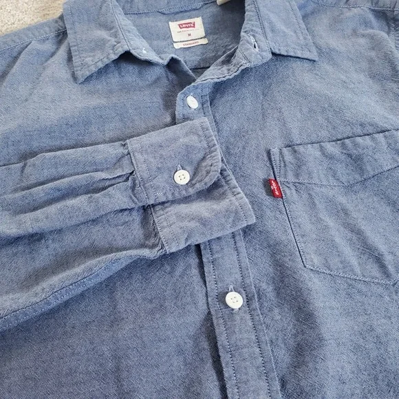 Levi's Men's Button Up Shirt Size M Blue Long Sleeve