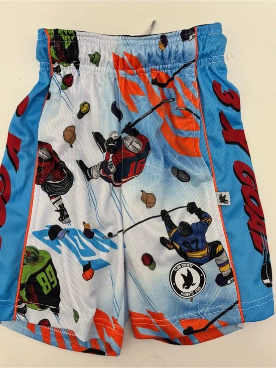 Flow Society Retired Hockey Print Boys Blue Athletic Shorts